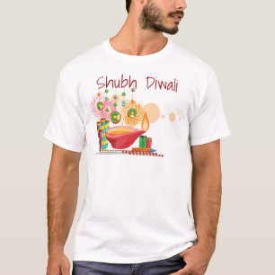 Diwali Fun Cartoon Diya & Vuurwerk T-shirt