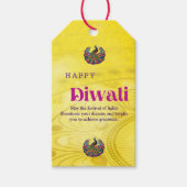 Diwali Gele Mandala Lamp Peacock gepersonaliseerd Cadeaulabel (Voorkant)