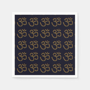 Diwali Gold Deepa in Om Symbool Donkerblauw Servetten
