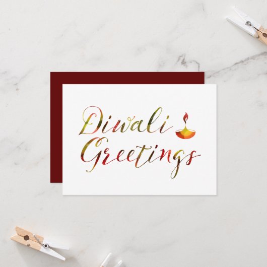 diwali greetings bokeh kaart (Voorkant / Achterkant in situ)