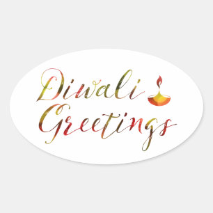 diwali greetings bokeh ovale sticker