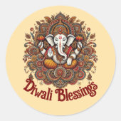 Diwali Groeten Ronde Sticker (Voorkant)