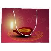 Diwali heureux brillant Diya - grand sac de cadeau (Dos)