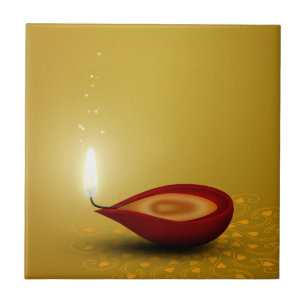 Diwali heureux Diya - carreau de céramique