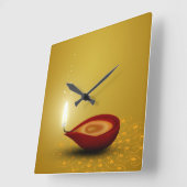 Diwali heureux Diya - horloge murale (Angle)