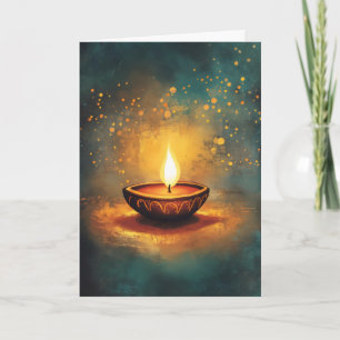 Diwali Lamp Blauwe Licht Feestdagen Kaart