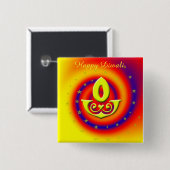 Diwali Lamp Vierkante Button 5,1 Cm (Voorkant /achterkant)