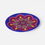 Diwali Paars Diya Flame Lotus Mandala Blue 7" Papieren Bordje (Gekanteld)
