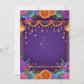 Diwali Paarse Gouden Diwali Lampen Lichtillustrati Kaart (Achterkant)