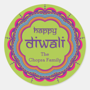 Diwali Party Favor Sticker met Mandala