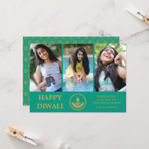 Diwali Photo Wenskaart - Aangepaste kleur Kaart