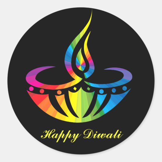 Diwali - Regenbooglamp Ronde Sticker (Voorkant)
