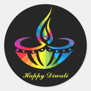 Diwali - Regenbooglamp Ronde Sticker