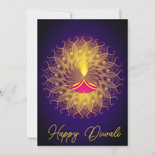 Diwali saluant carte diya de vacances (Devant)