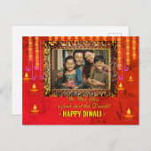 Diwali salue le carte photo traditionnel (Devant / Derrière)