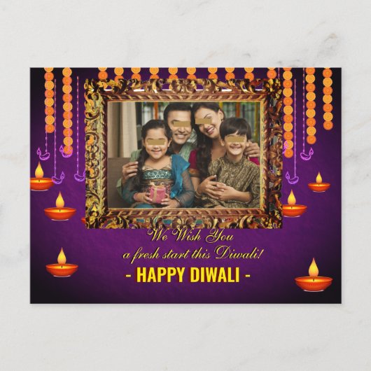 Diwali salue le carte photo traditionnel (Devant)