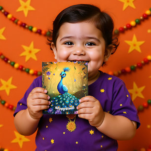🦚 Diwali Wonder: Betoverde pauw Briefkaart
