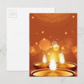 Diwali's viering gouden kaarsen uitnodiging briefkaart (Voorkant / Achterkant)