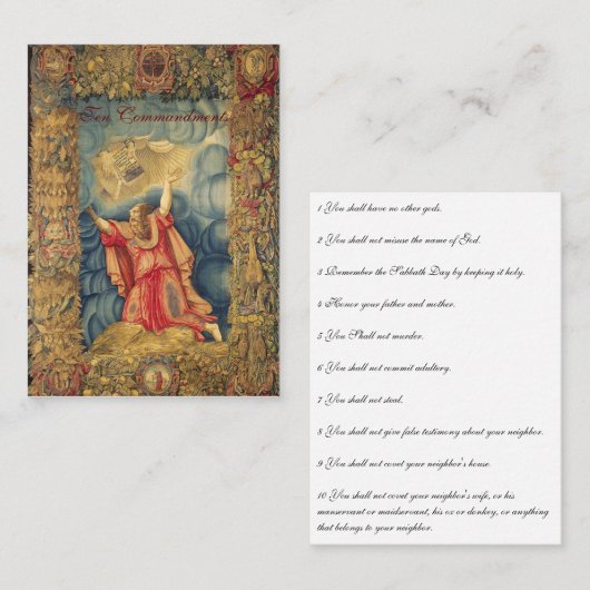 Dix Commandements - Carte de prière (plat) (Devant / Derrière)
