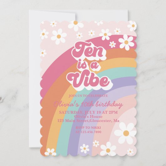 Dix est une invitation d'anniversaire Vibe Rainbow (Devant)