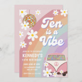 Dix est une vibe 10e anniversaire invitation fille (Devant / Derrière)