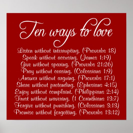 Dix façons d'aimer le verset de la bible poster (Devant)