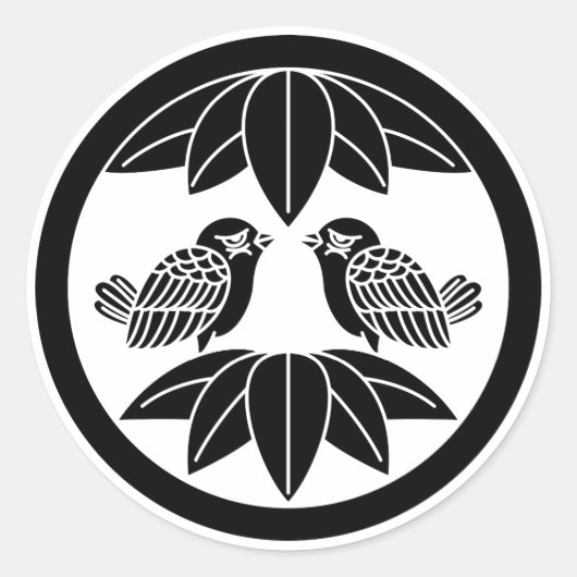 Dix feuilles en bambou & Stickers face aux moineau (Devant)