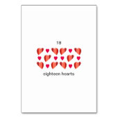 Dix-huit coeurs, cartes flashcards de numéro perso (Dos)