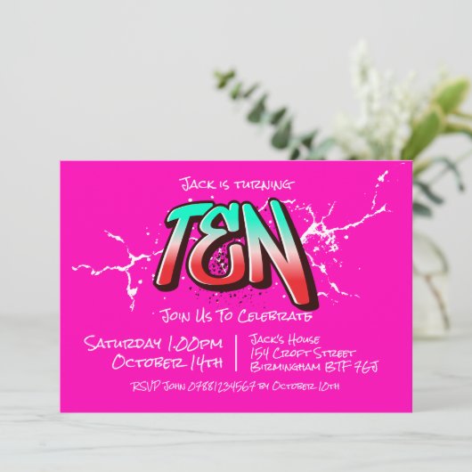 Dix Invitations Graffiti Clair (Debout devant)