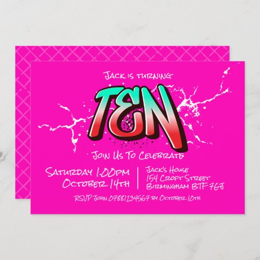 Dix Invitations Graffiti Clair (Devant / Derrière)