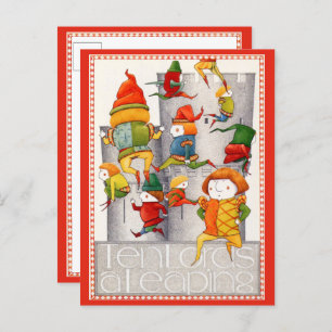 DIX LORDS UNE Carte Postale LEAPING / Rouge