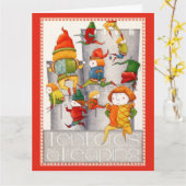 DIX SELLES UNE GRANDE carte de Noël / Rouge (Fleur jaune)