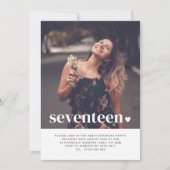 Dix-sept Coeur Photo Anniversaire Invitation (Devant)