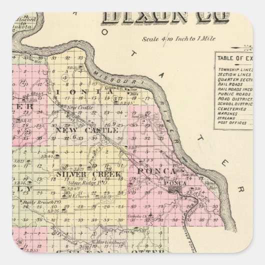 Dixon County, Nebraska Vierkante Sticker (Voorkant)