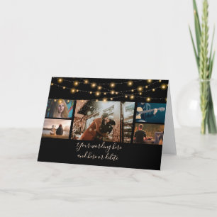 DIY 5 foto jubileum bruiloft string lichten chique Kaart