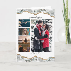 DIY 5 foto's bruiloft trouwmarmer geode vert. Kaart