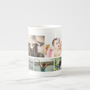 DIY 5 foto's collage familie vrienden op maat Porselein Kop