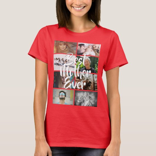 DIY 8 foto collage beste moeder ooit DIY t-shirt (Voorkant)