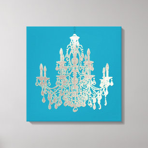 DIY Achtergrond/Faux Zilveren Kroonluchter Canvas Afdruk