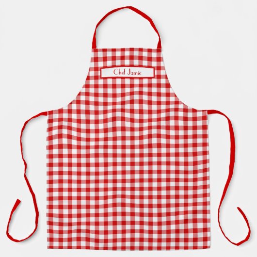 DIY Achtergrond Rood Wit Buffel Check Plaked Schort (Voorkant)