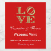DIY-achtergrondkleur, Faux Gold LOVE-tekstontwerp Wijn Etiket (Enkel label)