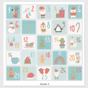 DIY Adventskalender Stickers Classic Christmas
