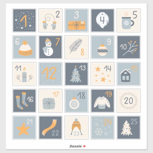 DIY Adventskalender Stickers ROOD GRIJS Kerst (Vel)