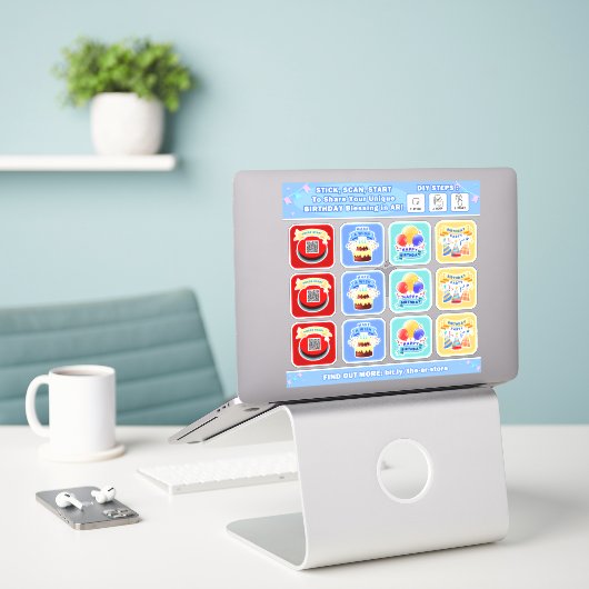 DIY-AR Birthday Sticker (Laptop op bureau)