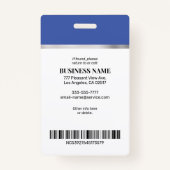DIY Bedrijfsfoto Naam Logo Info, Silver Blue Blk Badge (Achterkant)
