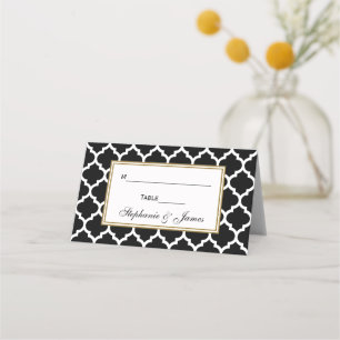 DIY BG Blk Moroccan Quatrefoil Plaats Escort Kaart