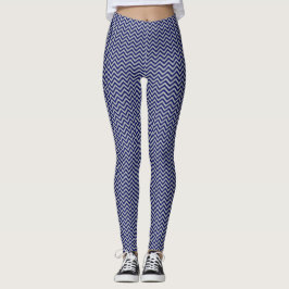 DIY BG LG Navy Blue Chevron ZigZag Stripe Grijs Leggings