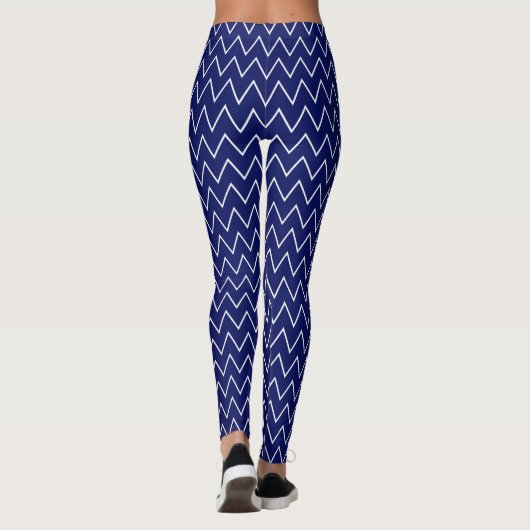 DIY BG LG Thin White Chevron ZigZag Stripe Navy Leggings (Achterkant)