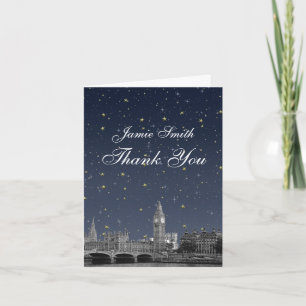 DIY BG London UK Skyline Starry Night Thank You Bedankkaart