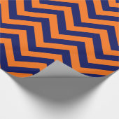 DIY BG Navy Blu Huge Chevron ZigZag Pattern Oranje Cadeaupapier (Hoek)